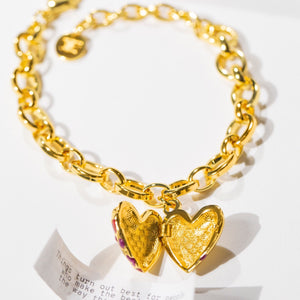 Jeweled Heart Bracelet - Gold